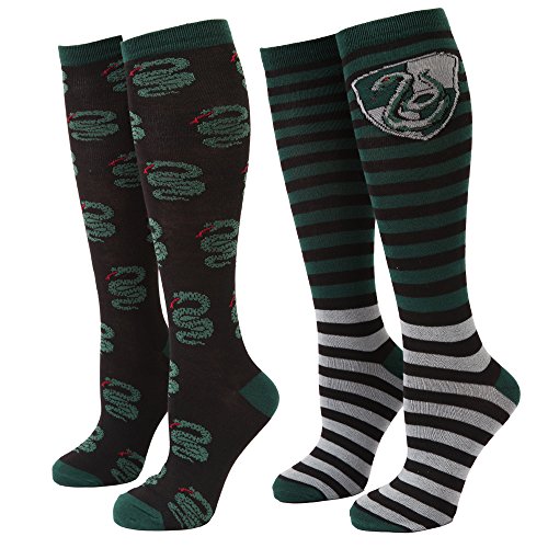 Harry Potter Striped Slytherin Serpent Women's 2-pack Knee High Socks