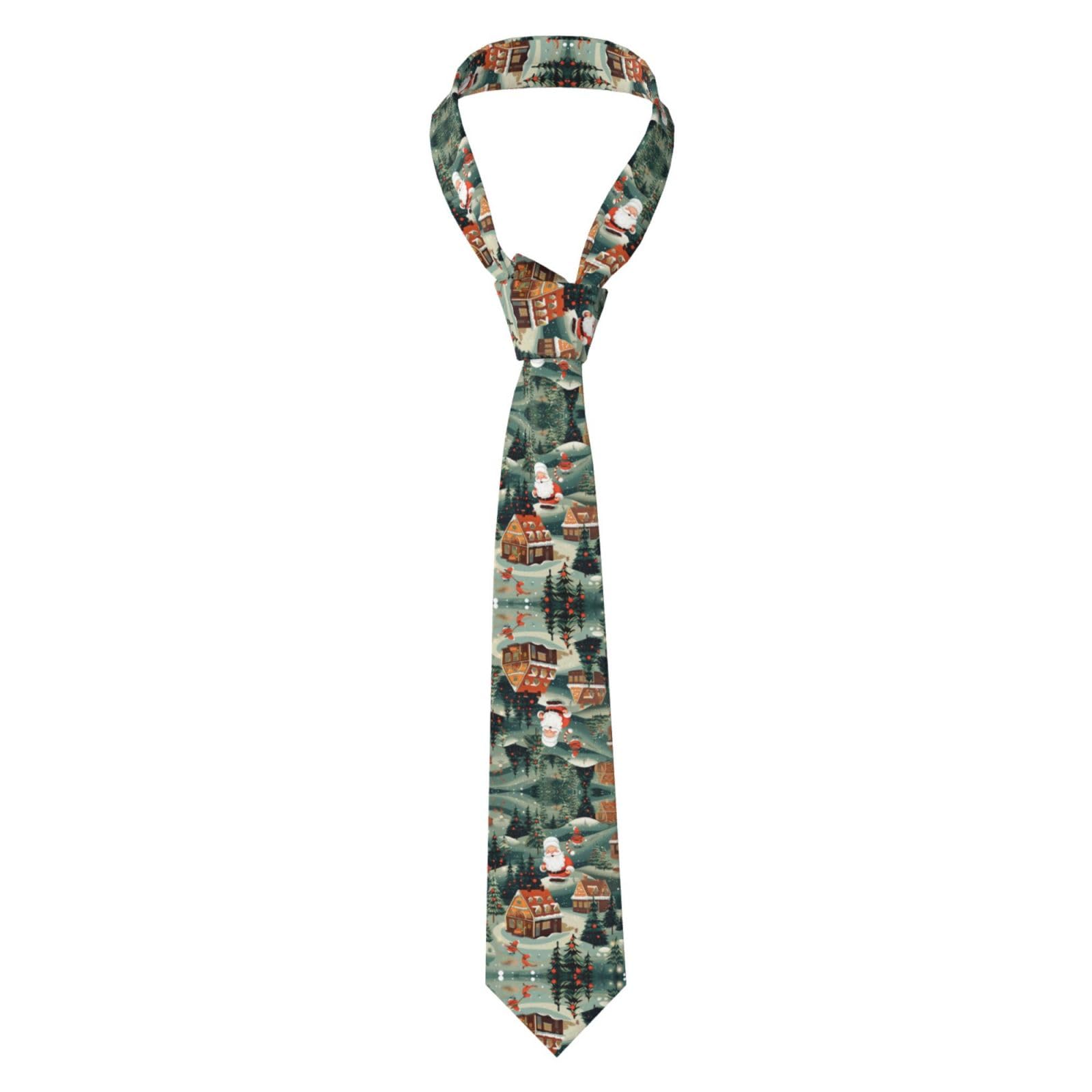 Llotpq Unisex Black Men's Skinny Tie - Christmas Village Print Necktie For Wedding, Groomsmen, Business & Formal Wear Â€“ Adjustable, And Stylish