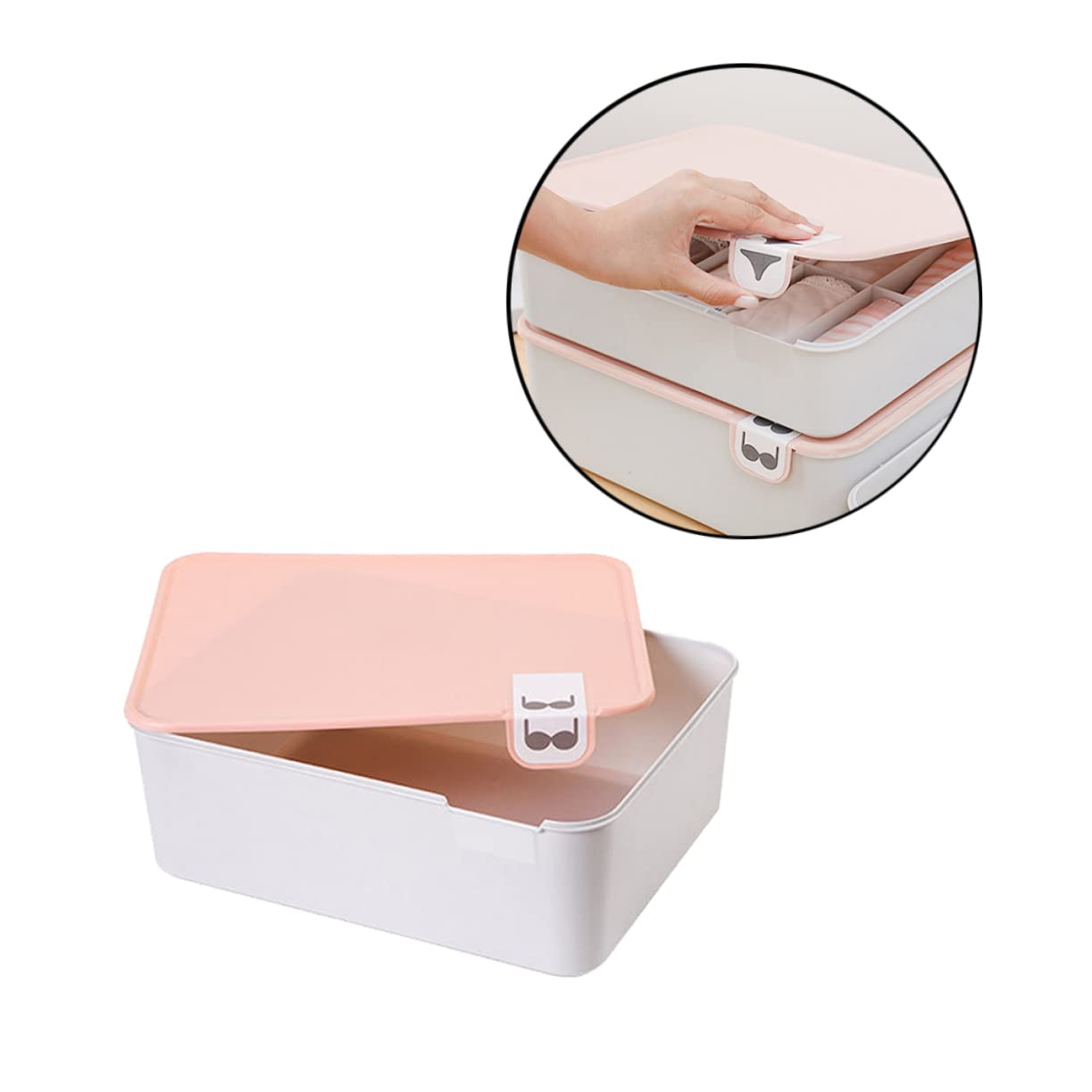Scatola Porta Intimo con Coperchio Segnalato in Pp Rosa per Cassetto