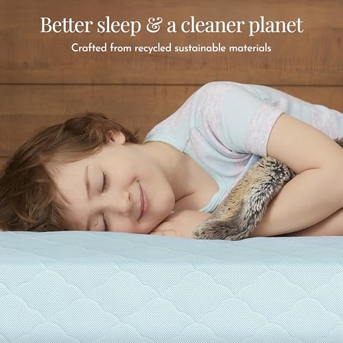 Image of Evolur Wondernap Baby Mattress in Blue, Fits All Standard Cribs and Toddler Beds, Dual Sided Support, Green Guard Gold & BSA Certified, Easy Removable and Washable Cover