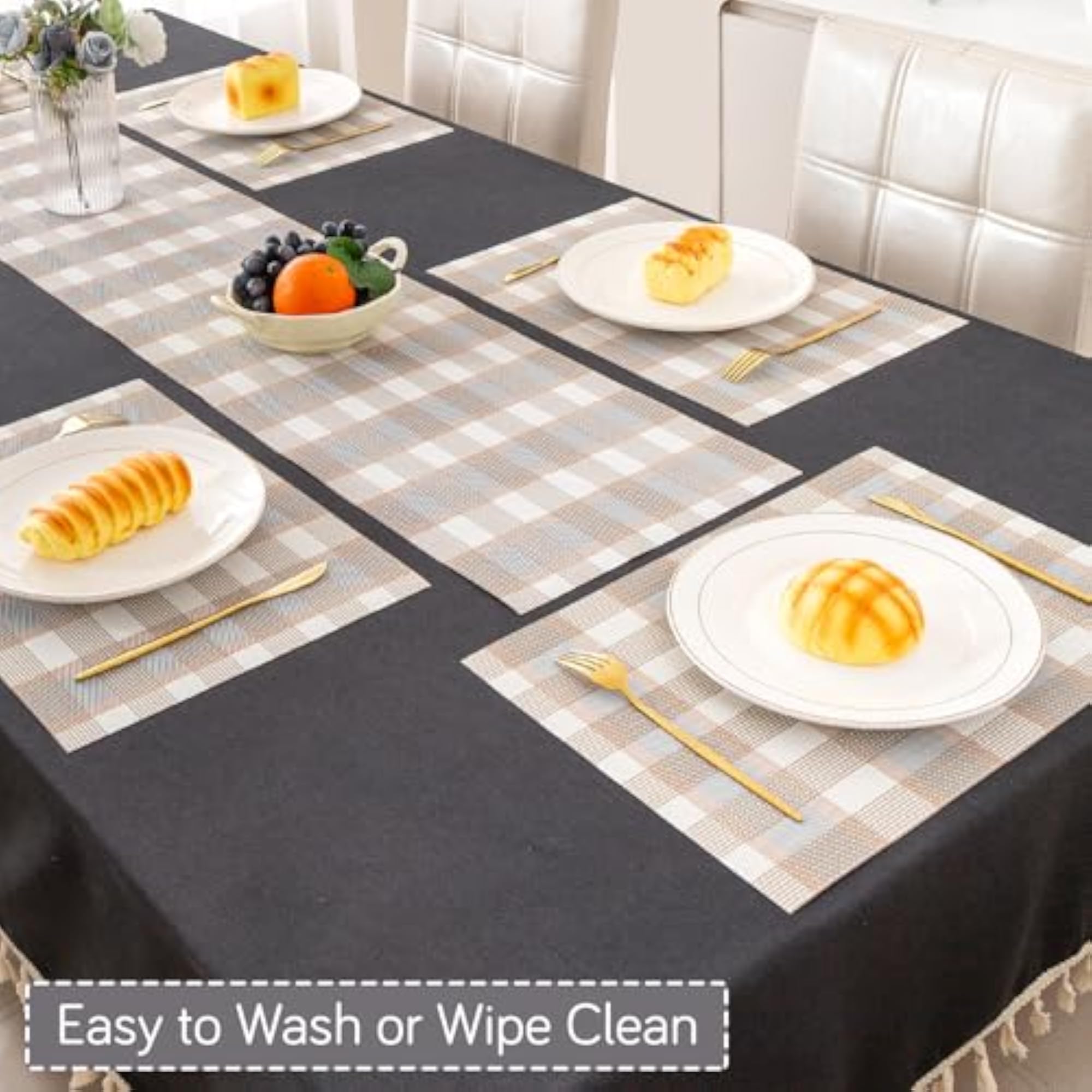 Washable PVC Dining Table Mats Set of 6
