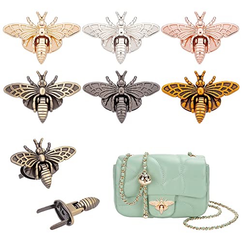 PH PandaHall 6 Sets, 6 Colors 3D Bee Shape Bag Turn Buckles Alloy Purse Lock Purse Clasp Closure Lock Clutch Closure for DIY Leathercraft Shoulder Bag Handbag Purse Making