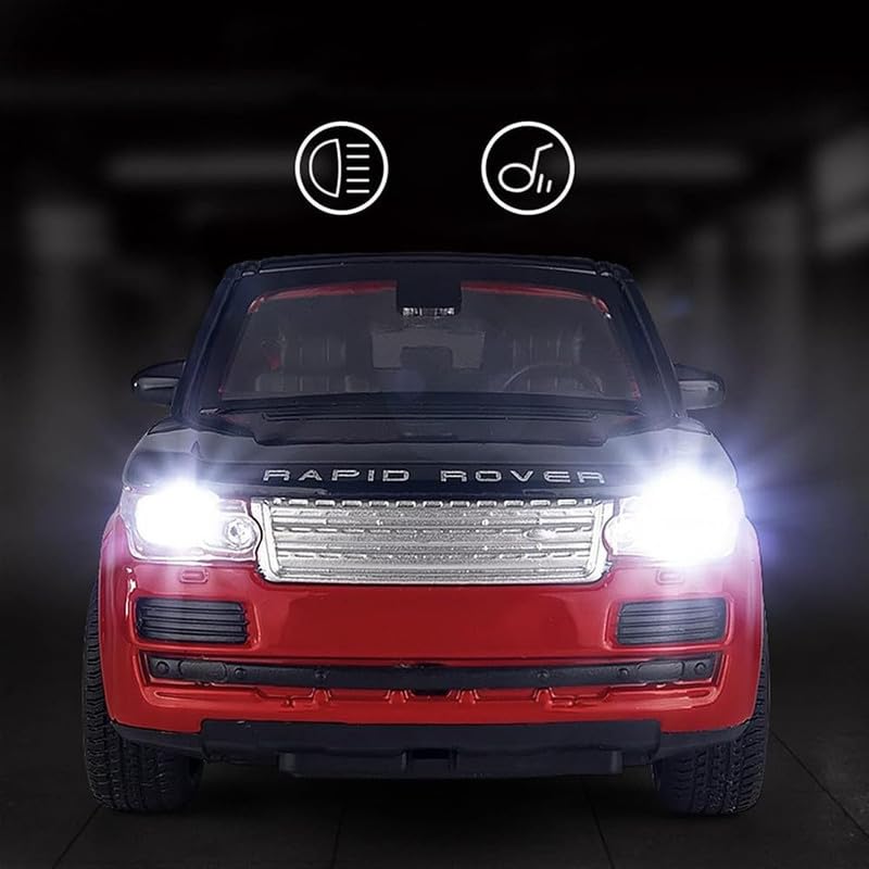 Image of Kids Model 1:32 Range Rover Die Cast Metal Car Pull Back Action Opening Doors with Realistic Engine Sound Lights Toy Car Gift for Boys - White