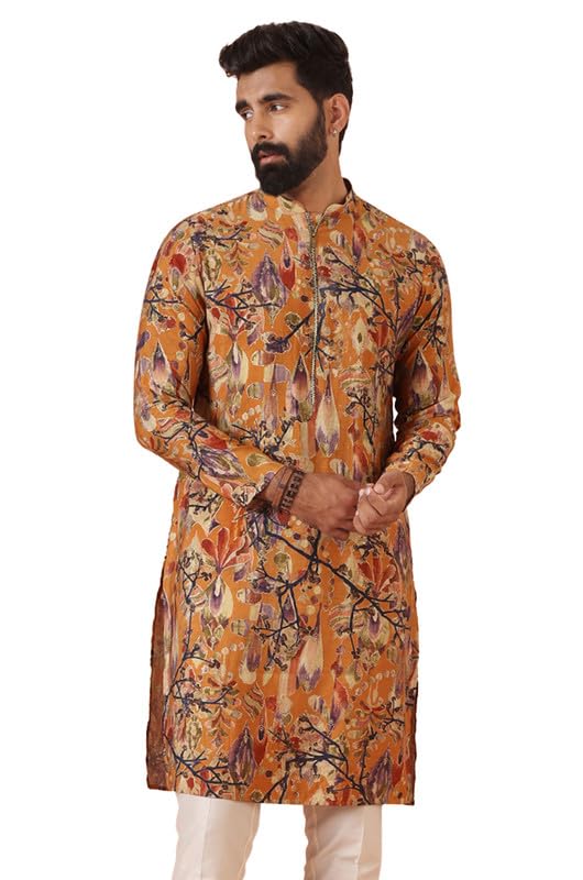 Men's Silk Blend Printed Kurta | Festive Navratri Diwali Ethnic for Men-image-33