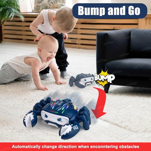 Image of Zest 4 Toyz Musical Toy for Kids Crawling Crab Toy Sensory Induction Crabs with Spray 360 Rotation Lights & Music Bump and Go Action- Multi Color