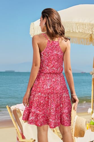 Image of Newshows Women's Summer Casual Dress Cute A Line Ruffle Hem Flattering Fit Beach Vacation Sundress