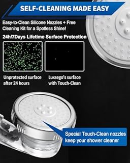 Luxsego Filtered Shower Head for Hard Water, High Pressure 3 Modes Shower Heads with Handheld Spray, Water Softener Showerhead Set with Mineral Beads to Remove Chlorine & Fluoride for Dry Hair & Skin