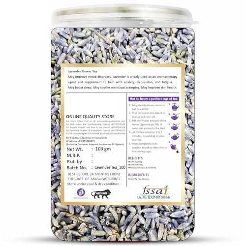 Image of Online Quality Store Lavender Flower Tea 100g | Sun Dried Lavender Flowers Herbal Tea | Stress Relief | Iced Tea