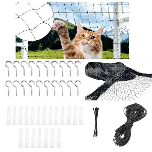 Solivive Filet Chat Balcon,en Nylon,8x3 m Filet de Protection Chat pour Sécuriser Les Balcons,Protection Fenetre Chat sans Percer pour Balcons, Portes,...