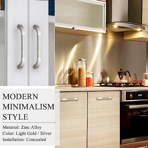 GUWINA 6 Stück Möbelgriffe Silber 96mm Lochabstand, Modern Gnade Silber Türgriffe Küche Schrank, Zinklegierung Schrankgriffe Schubladengriffe Küchengriffe Inklusive Schrauben