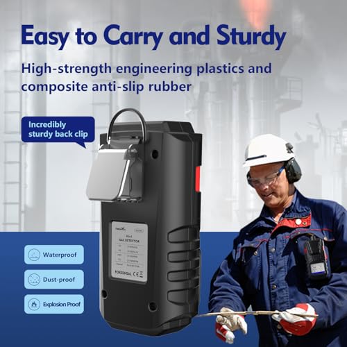Image of 4 Gas Monitor Multi Gas Detector EX O2 H2S Monitor Clip on, 3000mAh Rechargeable 4 Gas Meter View Records and Curve, Portable 4 Gas Monitor Multi Gas Detector with Calibration Kit 4 Gas Detector