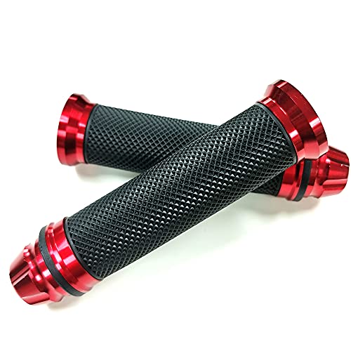 Kyobusa KY-AH-RED Aluminum Motorcycle 22Mm Handle Bar Rubber Gel Hand Grips Cnc Bar End 7/8 Inch Compatible cover