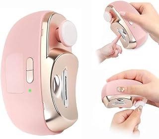Automatic Electric Nail Clipper with Nail Polisher – Safe, Quiet, Rechargeable Trimmer with LED Light & Nail File, Effortless Cutter & File with Nails Scraps Storage (Pink)
