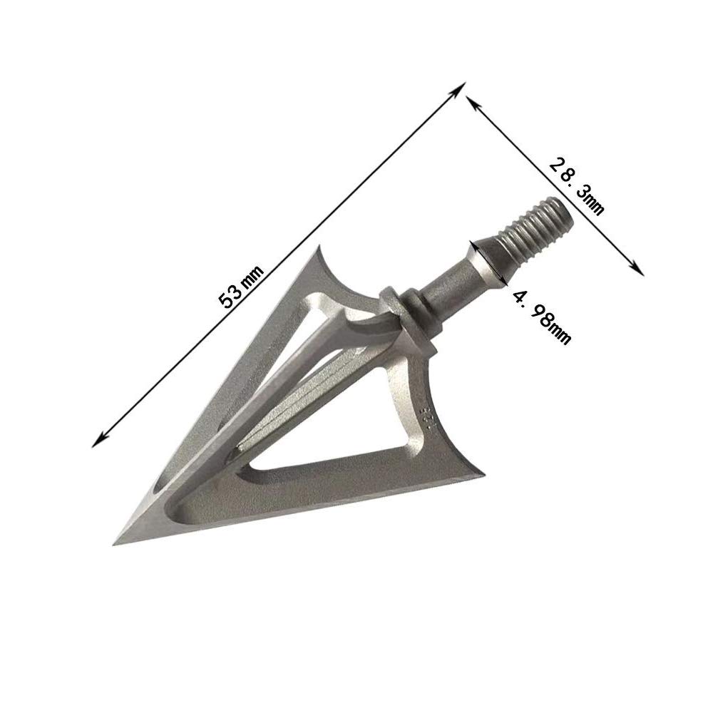 6 Têtes Larges Pour Arbalète 125 Grains - 3 Lames Fixes - Embouts à Vis - NEUF