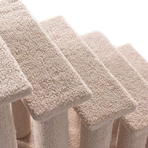 Good Life 25" 4 or 5 Steps Pet Stairs Carpeted Ladder Ramp Cats Scratching Post Cat Tree Climber for Cat Small Dogs Rabbit Beige, Gray (5 Step, Beige) - Thumbnail 6