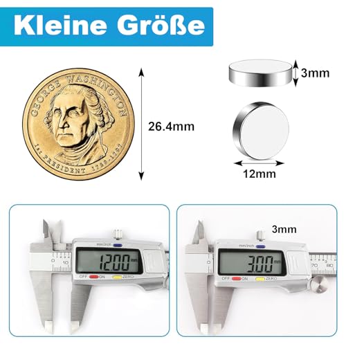 50 Stück Magnete Stark 12x3mm, Magnete Extra Stark Klein Magneten Kühlschrank Starke Magnet Rund Mini Magneten für Magnettafel, Whiteboard, Pinnwand, Büro