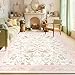 Castage 8'x10' Area Rugs Washable,Pink Rug for Living Room Bedroom Dining Room,Large Boho Botanical Farmhouse Bohemian Distressed Oriental Carpet Non Slip,Blush Floral Bird
