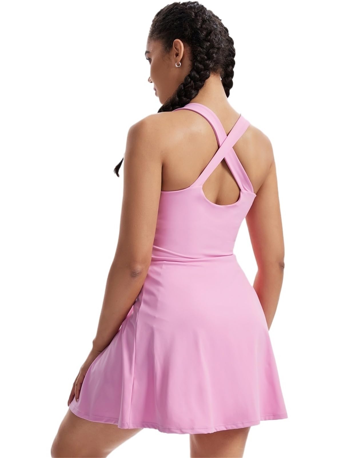 Vestido de tenis for mujer con escote en V y bolsillo debajo del vestido entrenamiento pantalones cortos incorporados Para El ENTRENAMIENTO y el GOLF