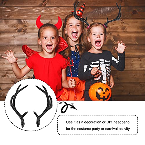 Veemoon Antlers Headband 1 Pair Halloween Deer Horns Imitation Deer Horns Antlers Costume Headwear Carnival Party Halloween DIY Hair Hoop Materials s Headband - Image 4
