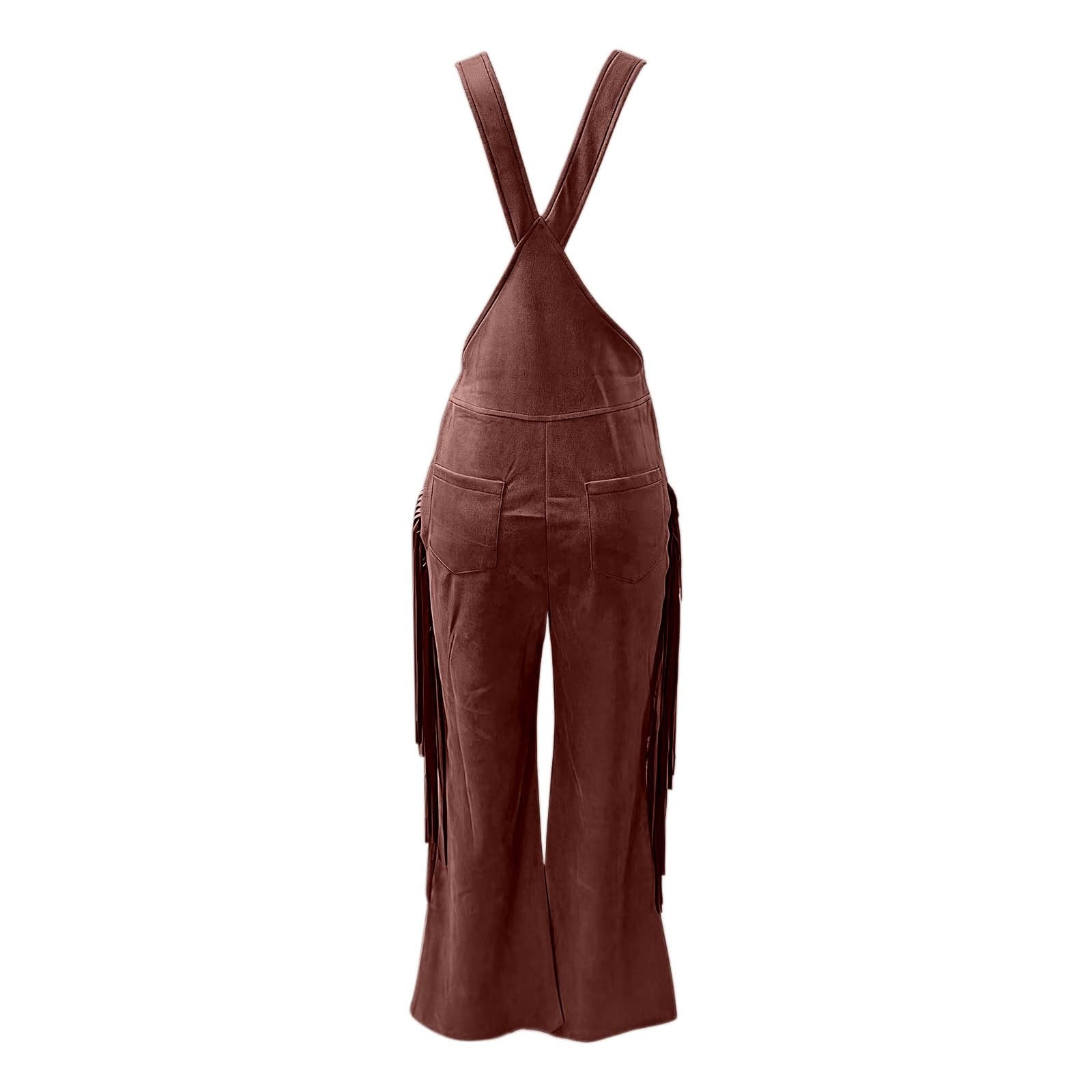 Generisch Tuta da donna elegante in stile western con frange, gamba larga, salopette lunghe