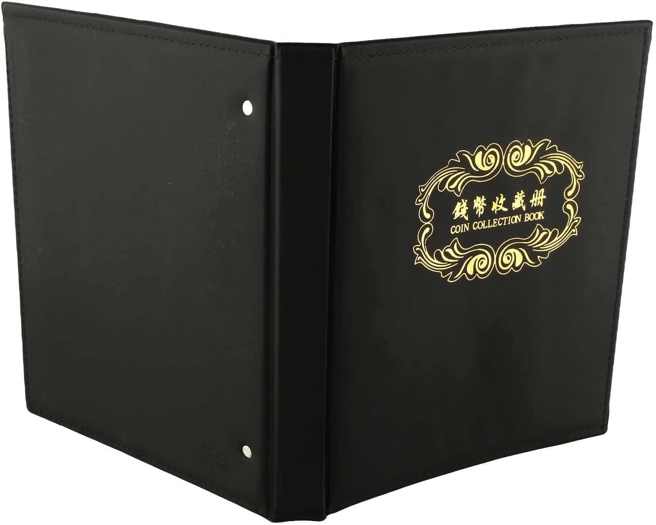 3-Hole Coin Album Case PU Leather Organizer for Commemorative Notes Rings Empty Shell Storage Book Black 27x23cm Parent Variety(1pc)