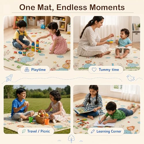 Image of StarAndDaisy Baby Mats for Floor /Play Mat for Kids with Double Sided Water Proof /Baby Play Mat for Kids Playing -Babies,Infants & Toddlers 8 MM Reversible & Foldable Design -Alphabet