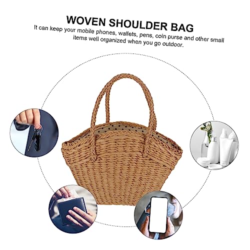 Woven Straw Tote Bag for Women Portable Beach Pouch with Capacity Durable Stylish Design for Shopping Travel Casual Everyday Use3