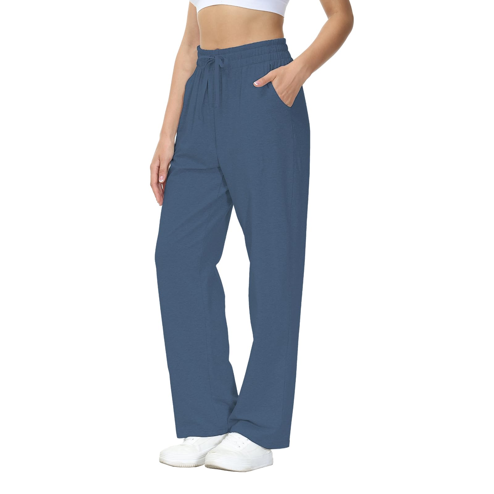 HMIYA Womens Sweatpants Cotton Straight Leg Long Sweat Pants with Pockets XS-3XL