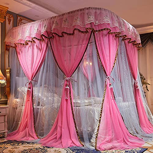 Moustiquaire baldaquin grand lit rose : stop aux piqûres la nuit - 2