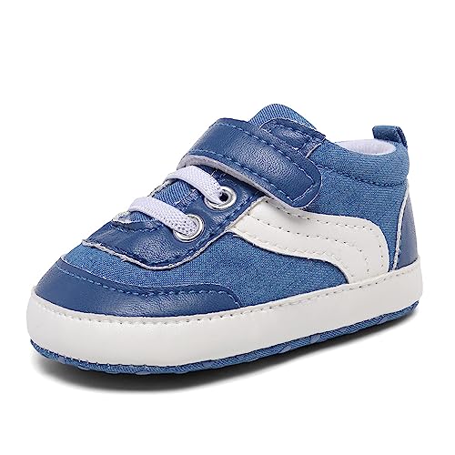 Image of Clowora Unsex Baby Boys Girls Canvas First Walkers Shoes,Newborn Infant Non Slip Soft Sole Crib Casual Sneaker