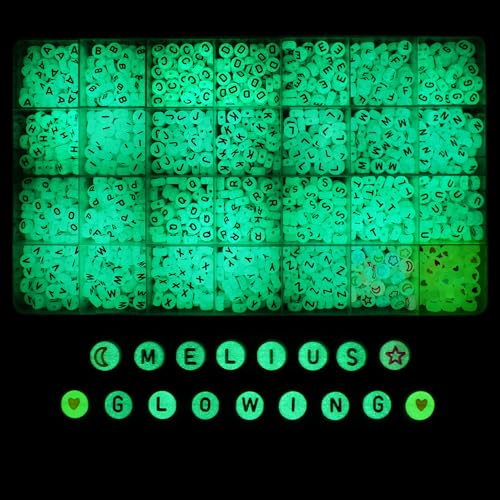 Image of Melius Acrylic Glow in the Dark Letter Beads, Glowing, 4x7mm, 1450 Pcs