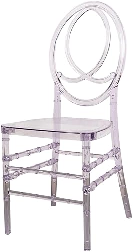 Miniatura 6 de Efavormart - Silla apilable de acrílico transparente Phoenix Chiavari, silla con respaldo ovalado sin brazos de resina transparente