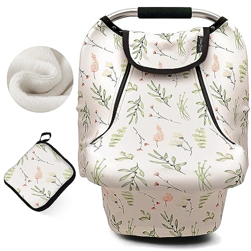 Image of ACRABROS Car Seat Covers for Babies,All Season Infant Carseat Cover Canopy for Boys and Girls,Stretchy Adjustable Peeping Window with Mesh Cover,Warm Breathable Universal,Shivering