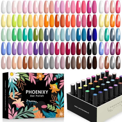 Phoenixy 50PCS Kit Uñas Semipermanentes, 45 Colores Gel Semipermanentes
