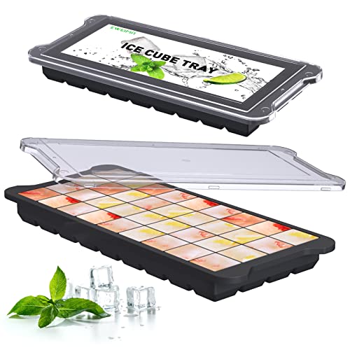 EWEIMA Bac à Glaçons Silicone, 36 Bac à Glaçons avec Couvercle, Certifié LFGB et sans BPA, Bacs à Glaçons Carrés Faciles à Retirer pour Whisky Cocktails Boissons Gelée Lait Jus Cover