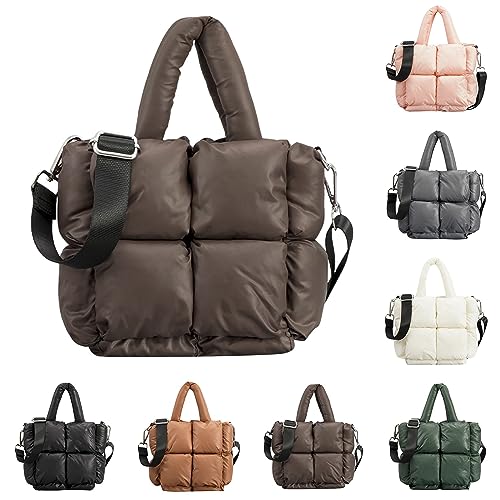 Generisch Tasche für Herren Umhängetasche Damen Klein Gesteppt Tote Bag Winter Weich Gesteppte Umhängetasche Daunen Schultertasche Damen Handtasche Schulterholster Tasche, weiß, Einheitsgröße