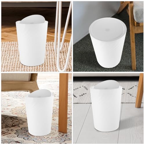 KICHOUSE bote de basura plástico con tapa 12L blanco miniatura 4