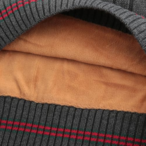 Men'S Fleece-Lined V-Neck Sleeveless Sweater,Youth Knit Waistcoat,Thickened Wool Vest3