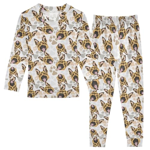 JHKKU German Shepherd Dog Pajamas Set Cotton 2 Piece Soft Comfy Pjs Long Sleeve Lounge Sleepwear 18M