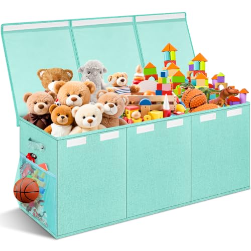 Image of Extra Large Toy Box with Lids, Collapsible Storage Bin, 38 inchx16 inchx14 inch, Green