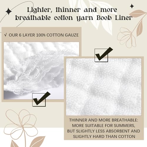 Toulite 10 Pcs 6 Layer Bra Liner Sweating, Cotton Sweat Liner Under Bra Pad Breast Washable Rectangle Absorb for Women Supply2
