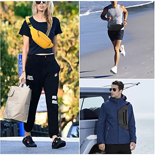 Bauchtasche Gürteltasche Hüfttasche Sport für Damen und Herren Wasserdicht Bauchtasche Doggy Bag Outdoor Groß Handytasche Umhängetasche Camping Wandern Fitness Fahrrad Running (Schwarz)