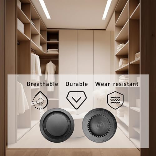 4PCS 55mm Round Plastic Air Vent Covers, Invisible Grille Diffuser for Furniture Cabinet Closet, Snap-in Ventilation Hole Covers, Indoor Airflow Louvers for Office, Bathroom, Kitchen, Black — 사진 3
