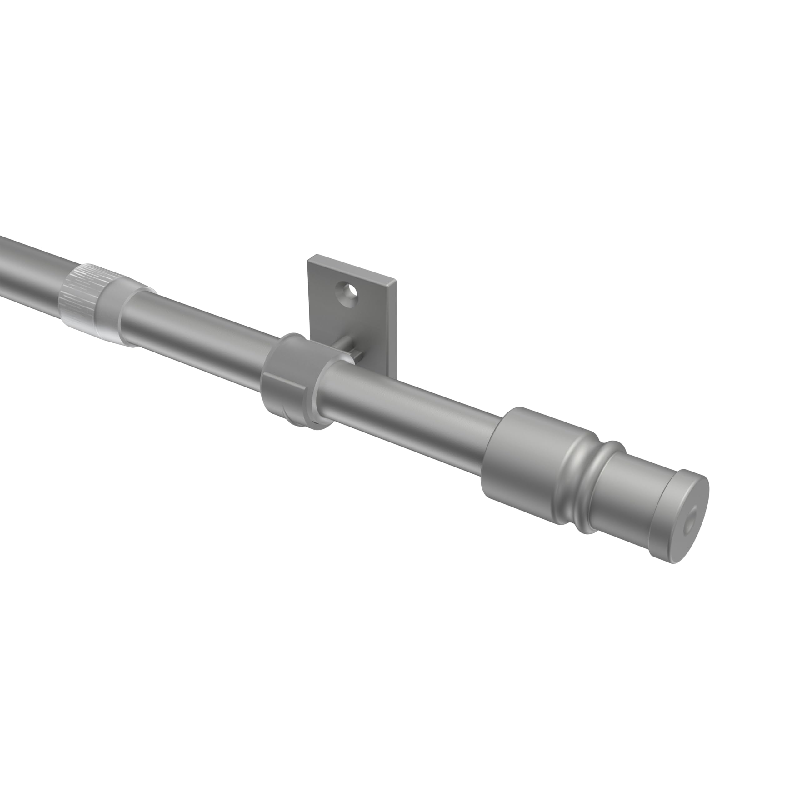 Interdeco Cafehausstangen (2 Stück), Scheibenstangen Silbergrau in 12 mm Ø, Sora, 85-135 cm ausziehbar