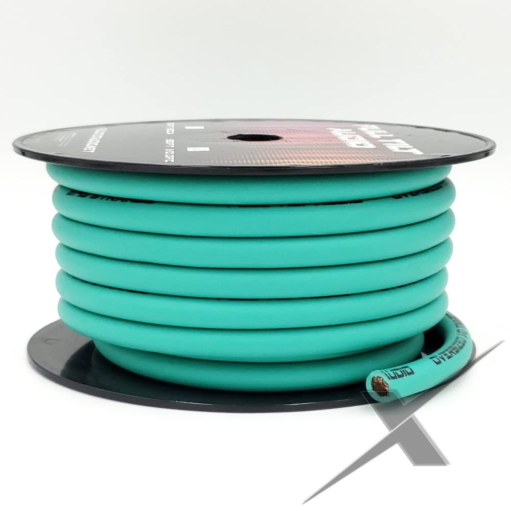 Full Tilt 1/0 TEAL 50' Tinned OFC Oxygen Free Copper Power/Ground Cable/Wire