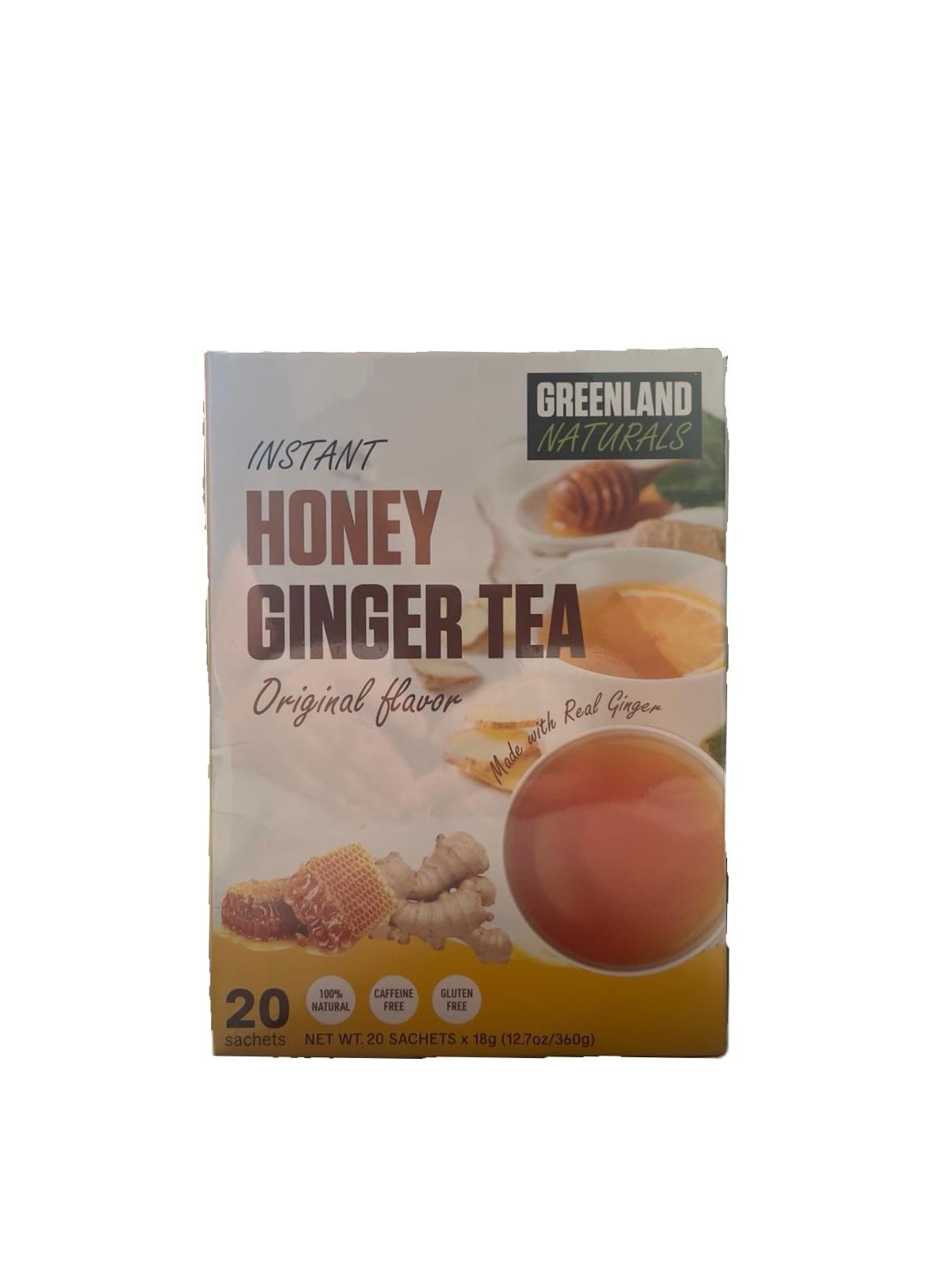 Generic Instant Greenland Natural Tea- Instant Soluble Natural Tea with Honey and Ginger 20 Bags.Net Wt Per Bag: 18g (0.63oz)