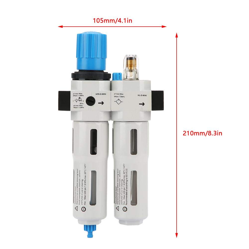 Druckluftregler,FRC-MINI-1/4 Luftstrom Prozessor Druckluftregelventil FRC-MINI-1/4 Druckluftreglers ?lnebel-Dreifachst¨¹ck mit Barometer/Fixierer/Befestigungsschrauben,Gute Abdichtung