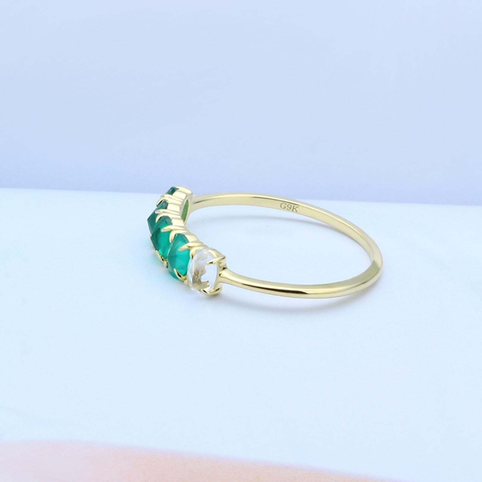 Bague de fiançailles ovale en or jaune 18 carats avec citrine et agate verte pour femme