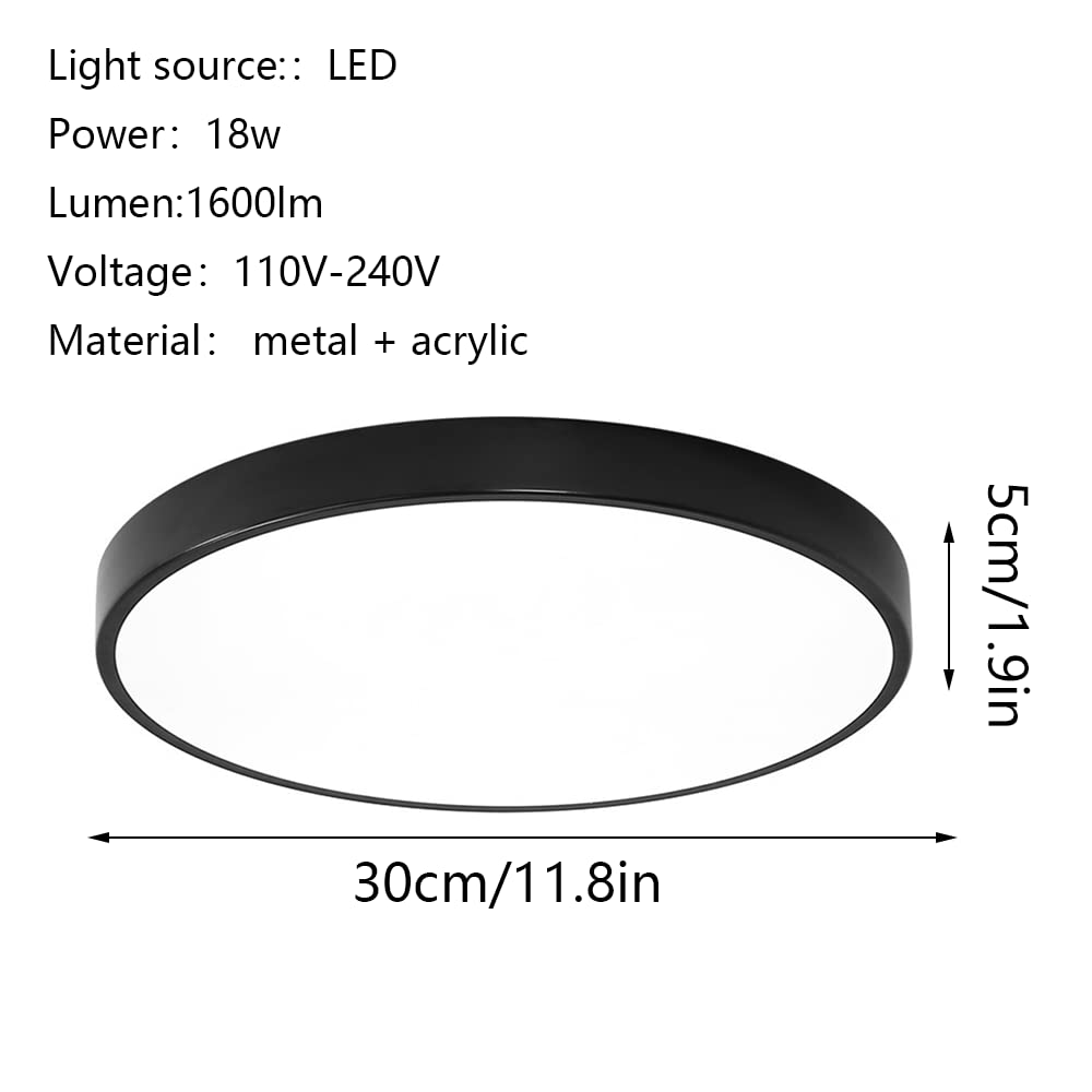 Nowoczesna, 3-kolorowa, ściemnialna lampa sufitowa LED 11,8"/15,7"/19,7" Ultracienka lampa sufitowa do sypialni, holu i przedpokoju(Gold,11.8in)
