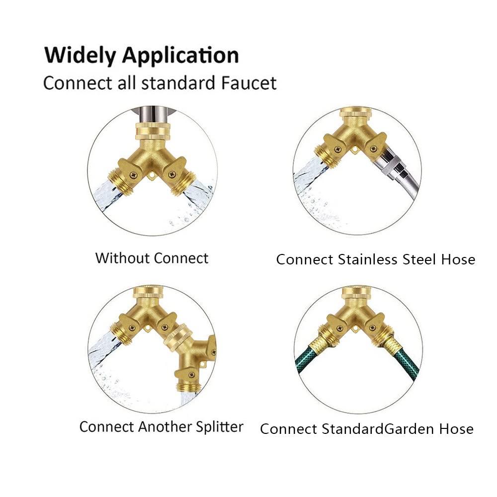 Hose Tap Splitter 2 Way Y Shape 3/4 European Standard Thread Individual On Off Valves Brass Male Connectors Manifold Adapter Washing Machine Dishwash